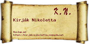Kirják Nikoletta névjegykártya