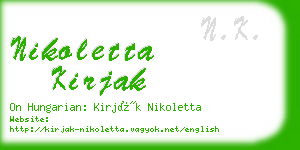 nikoletta kirjak business card